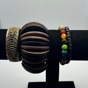 Vintage gold wooden bracelet